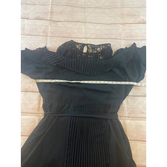 Eloquii Women's Black Long Sleeve Pleated Lace Trim Dress - 20 - Picture 8 of 14